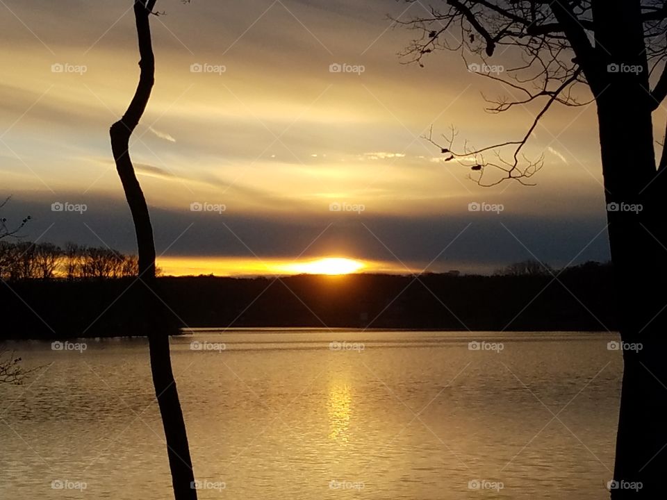 Sunset across the lake