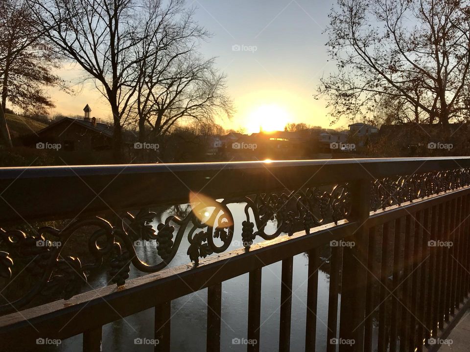 Sunset on bridge