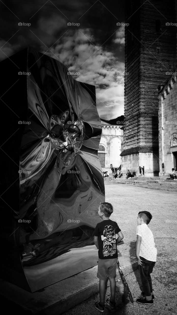 sculptures in the Pietrasanta (italy) main square