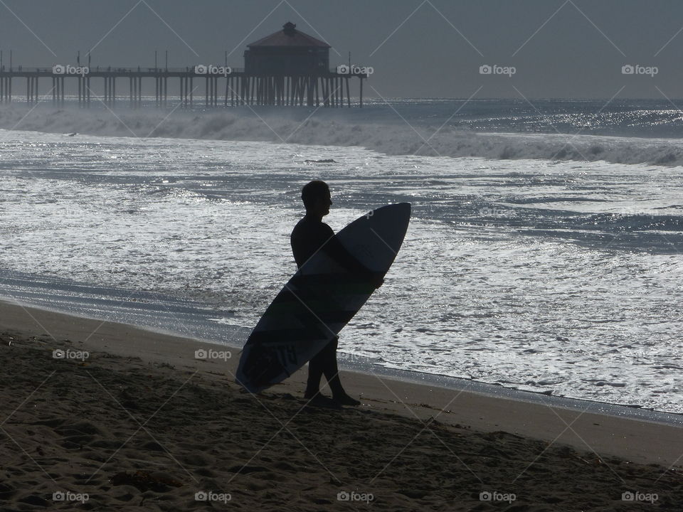 Beach view of surfer