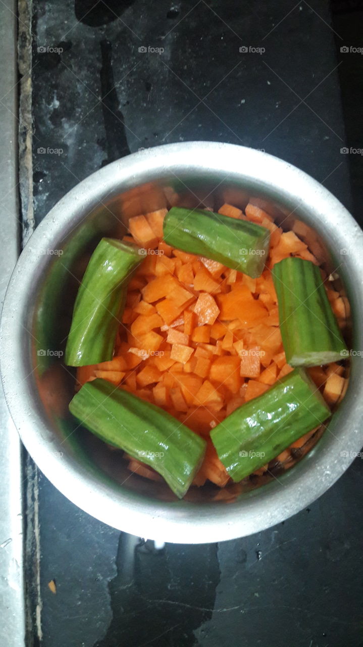 cut carrots with drumstick