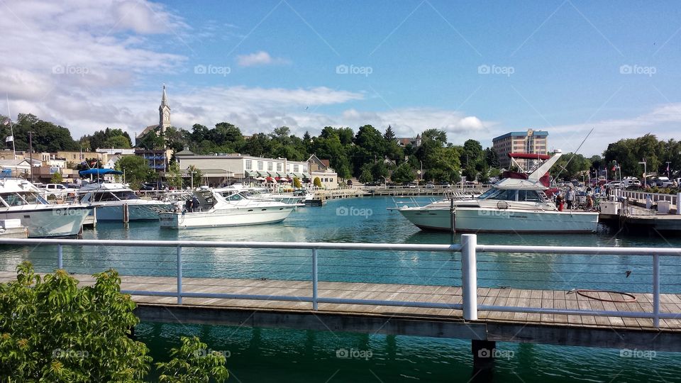 High angle view of harbor