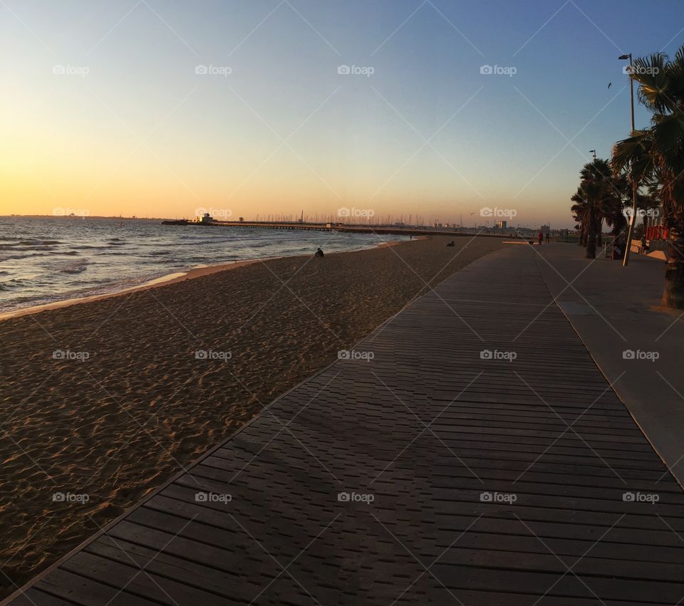 Sunset in St Kilda Beach - Melbourne, Australia 

