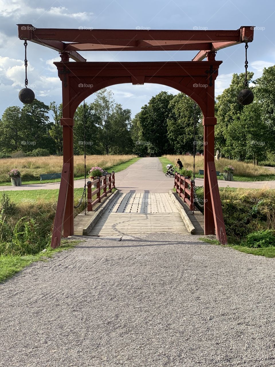 cannon bullets hanging on bridge