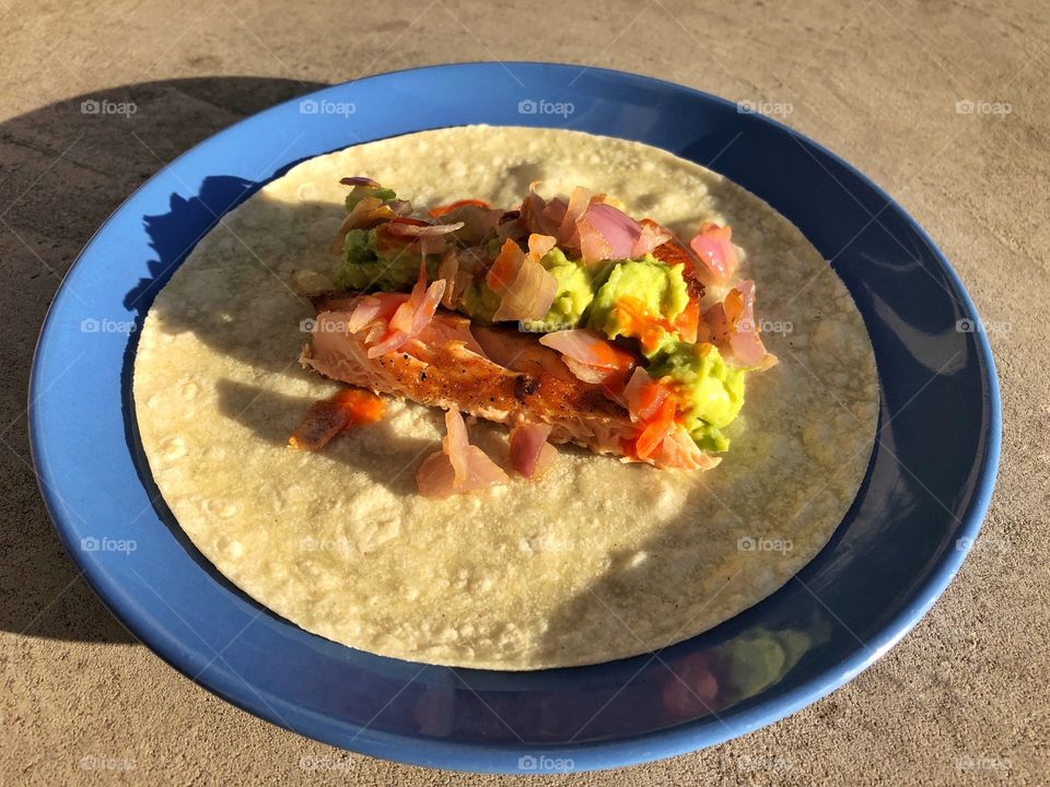 Fish Taco With Salmon And Guacamole 