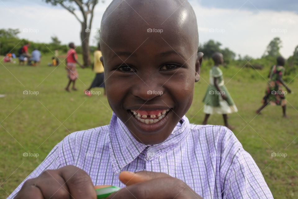 Giggling boy. Africa children 