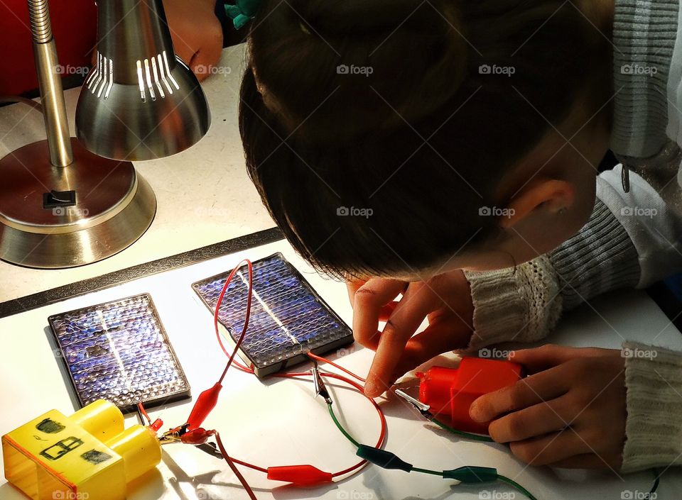 Desk From Above. Wiring A Circuit On A Work Desk
