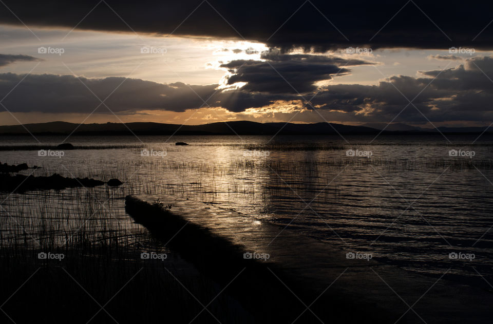 Sunset at Corrib lake in Galway, Ireland