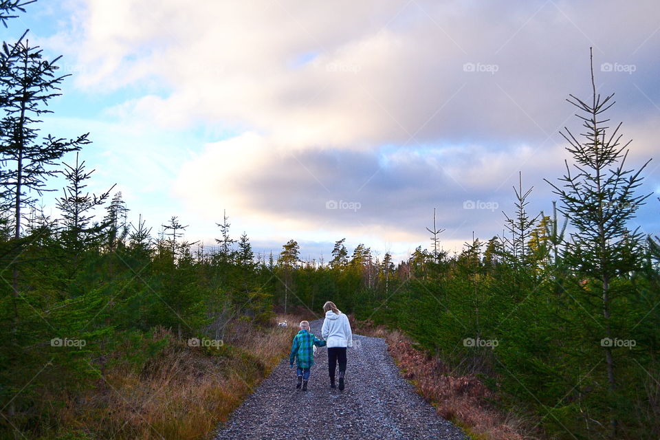 People out walking in the woods