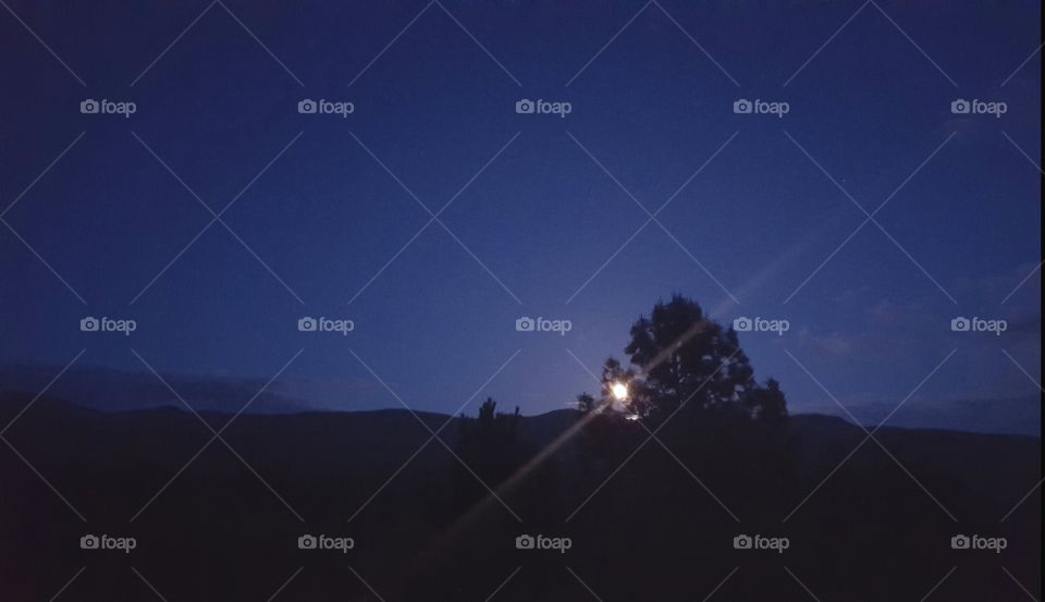 After two days of rain a bright new moon begins to rise. I live in the country with no light pollution so a bright moon is very beautiful and illuminates the valley.