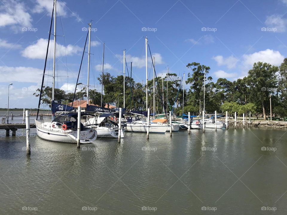 sailboats moored at the Yacht Club Rio Grande, Brazil