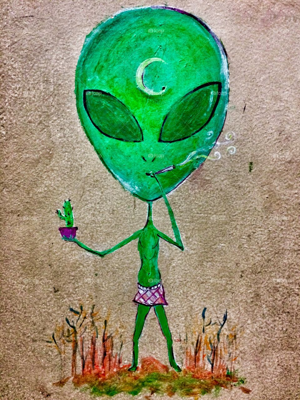 Alien painted in the wall  | Photo with iPhone 5S.