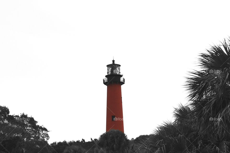 Jupiter Lighthouse. Jupiter Lighthouse in black and white and red