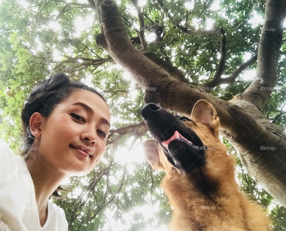 Ant view with dog calls Viola in Thailand