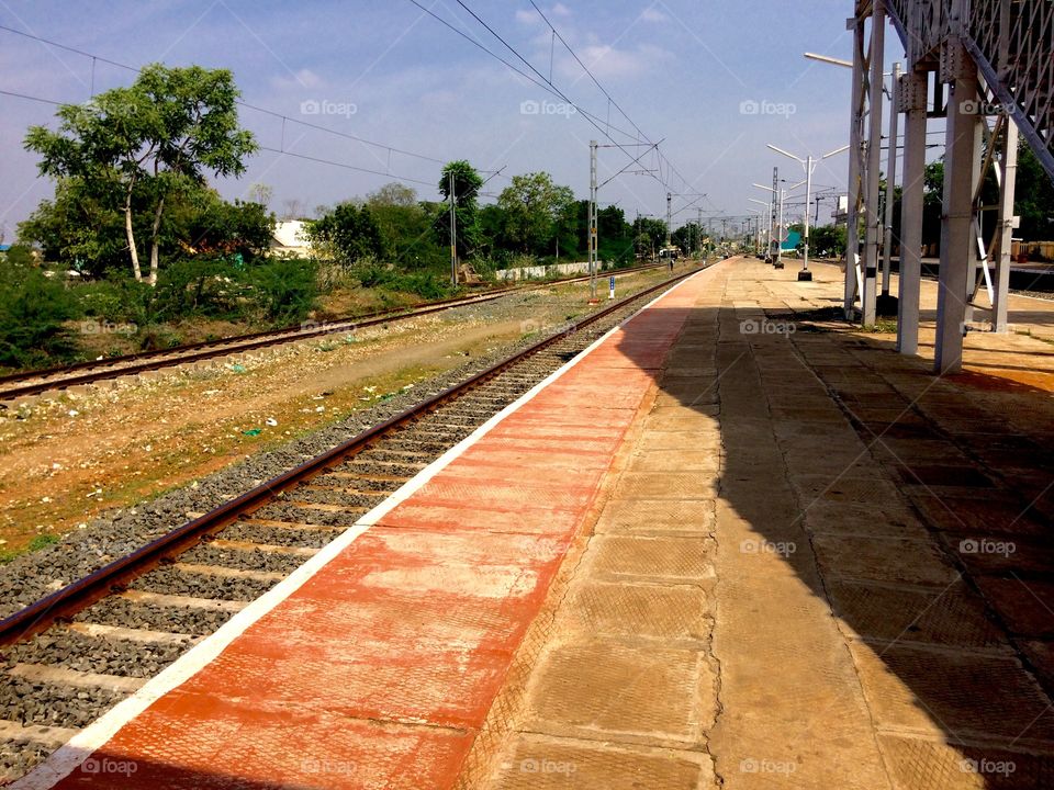 Empty railroad station platform