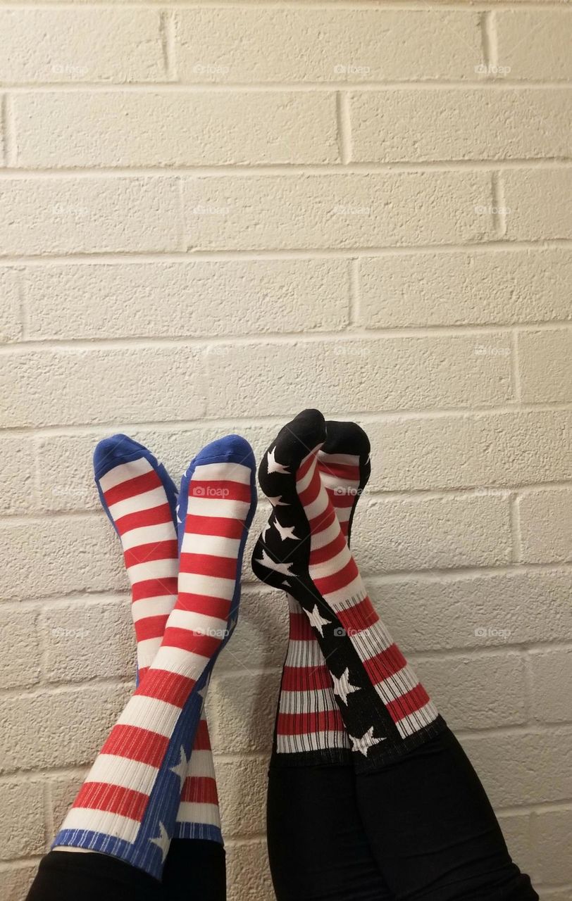 Popfizzy American flag socks.