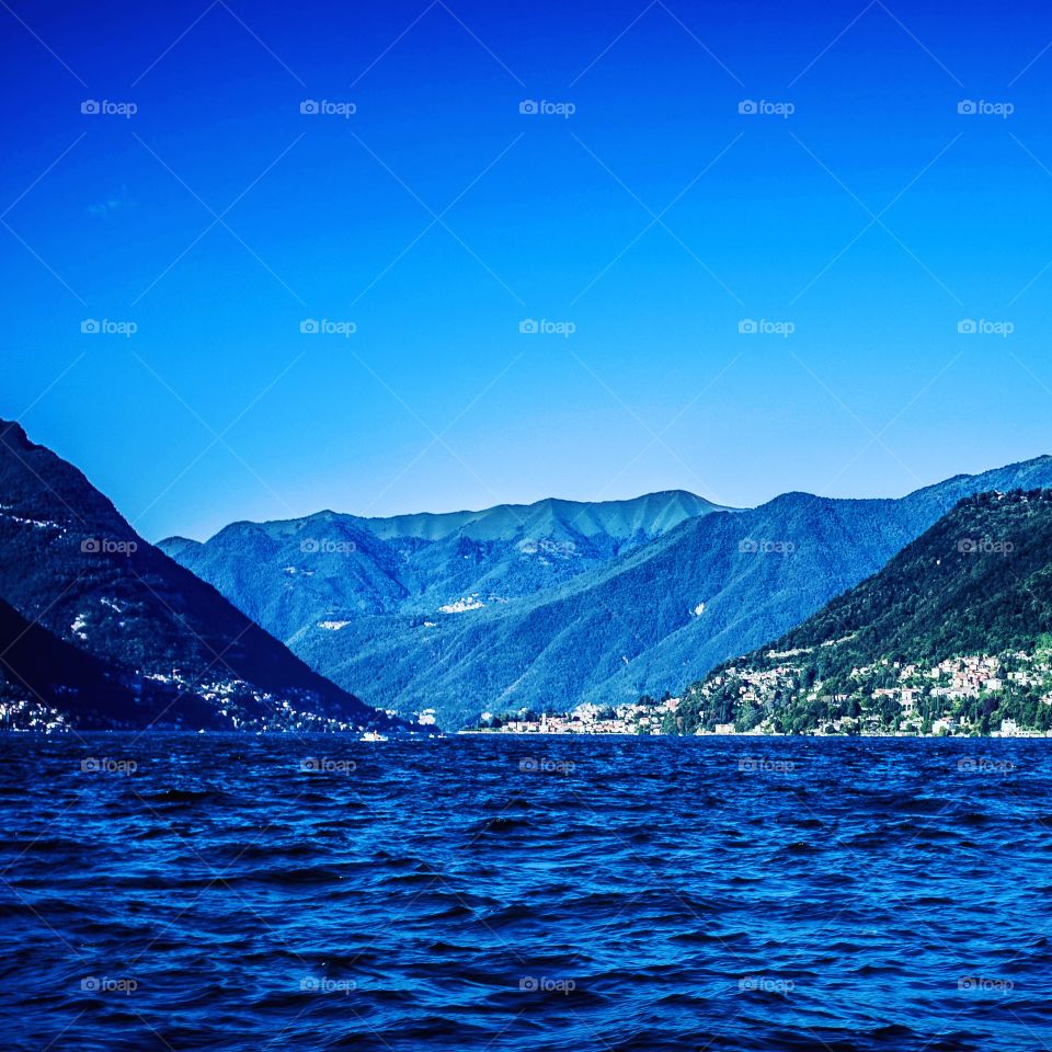 Beautiful lake Como in Italy on a sunny day