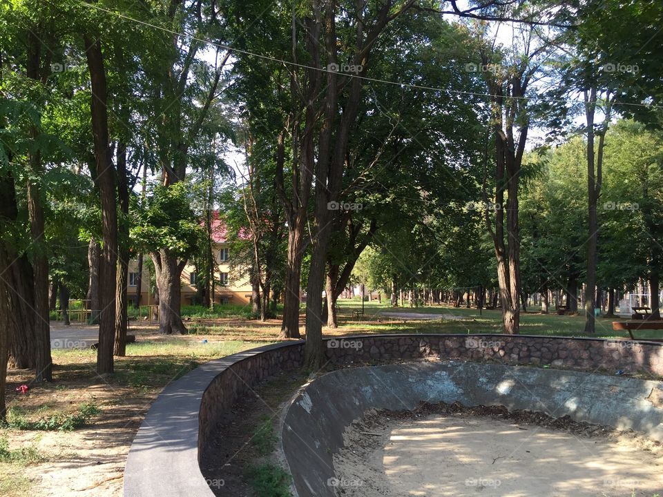 Dry pond in the park