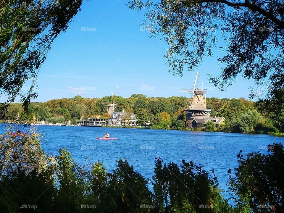 Mills by the water in Kralingen, the Netherlands