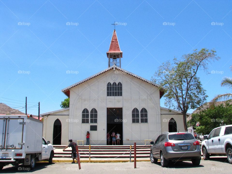 Santa Bárbara Doncella Parish in Santa Rosalia BCS Mexico.  Brought from France, it is said to have been designed by Alejandre-Gustave Eiffel in 1884.