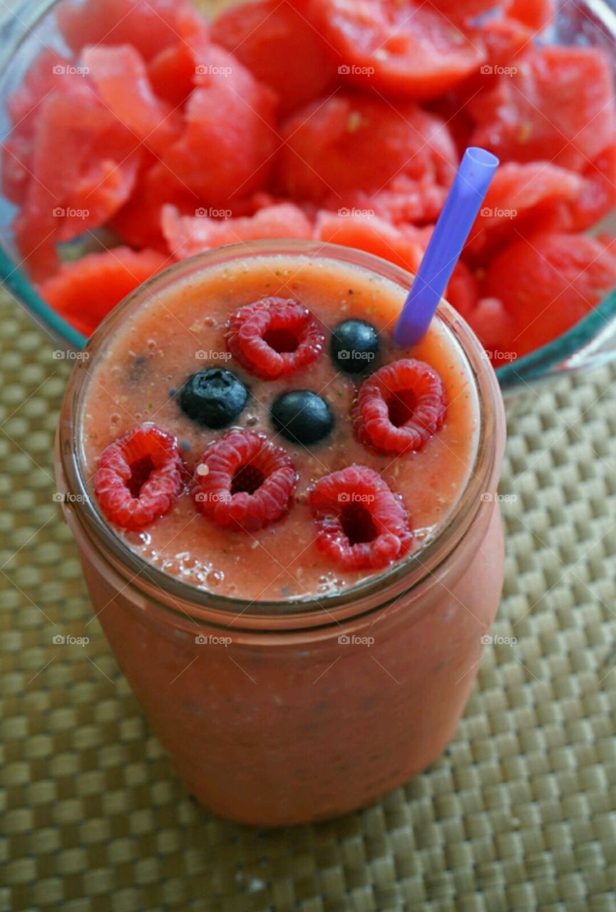 Fresh Fruit Smoothie - watermelon,  mints, lemon juice and oatmeal