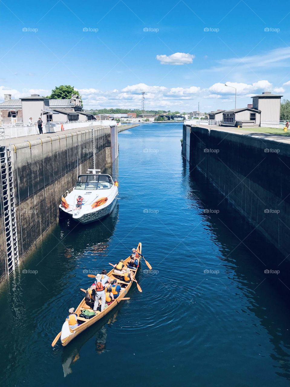 Water canal with bright blue water 