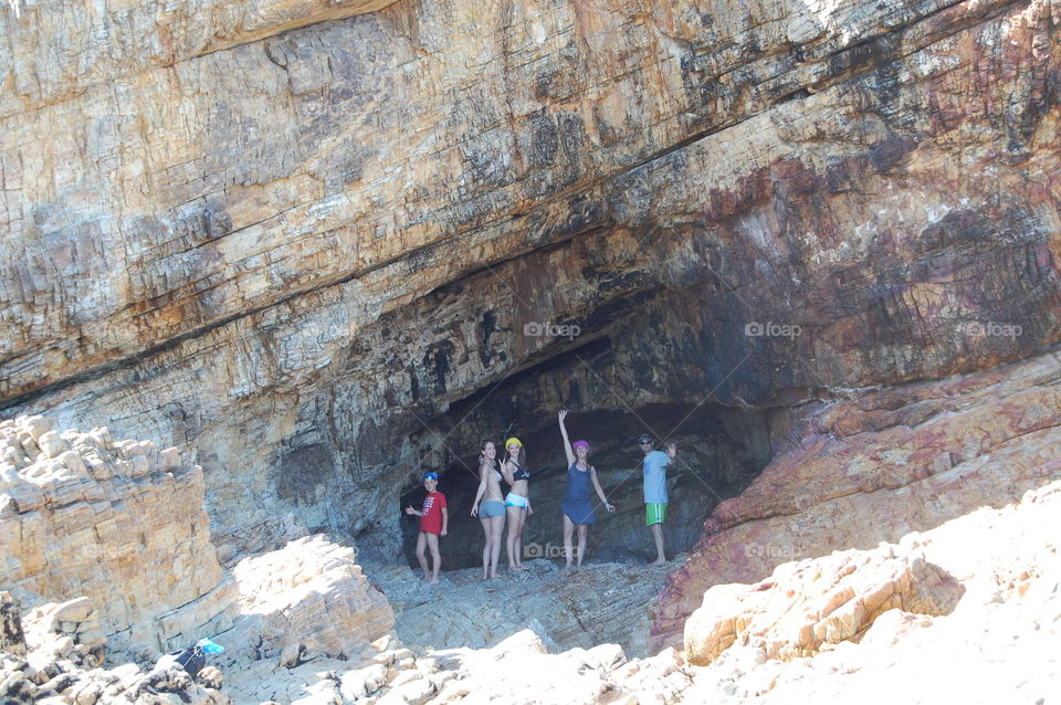 My family on the hole n the rocks in a trip