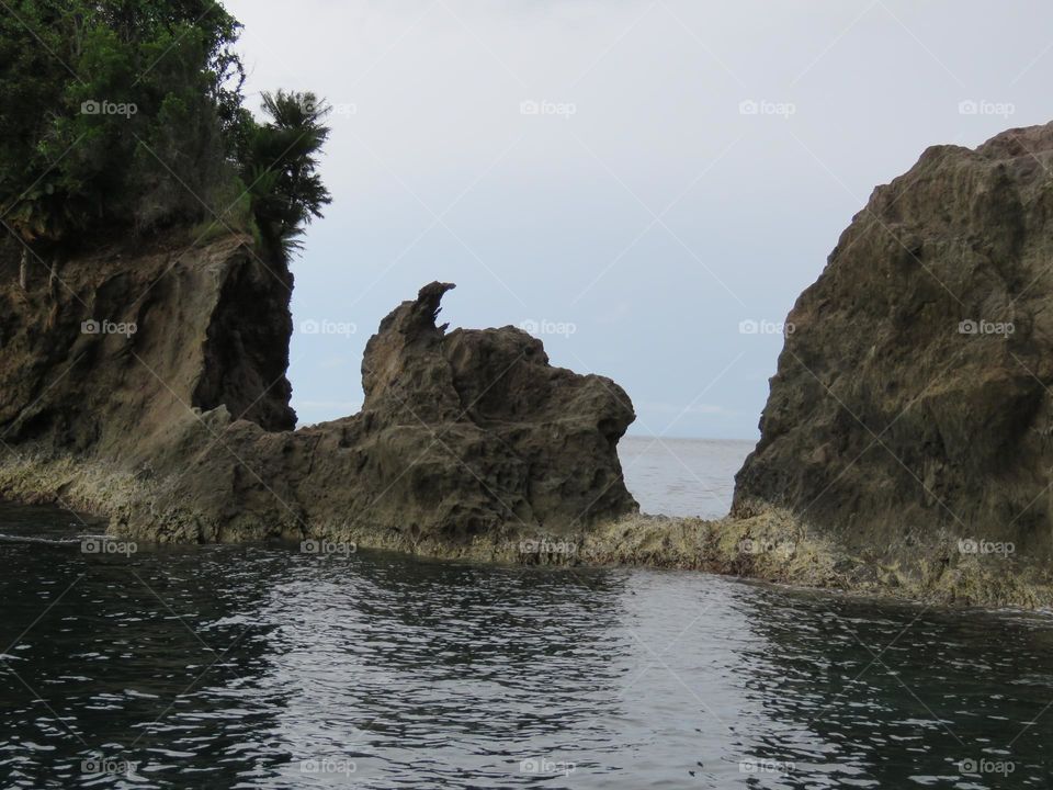 Rock formations on the rocky shore.