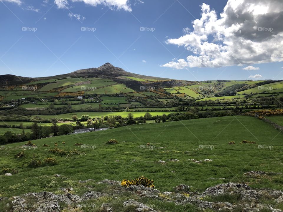 Lush green rolling hills of Ireland 