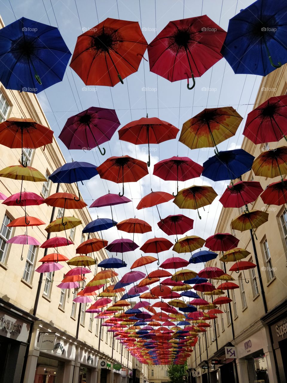 Umbrella street art in Bath, UK