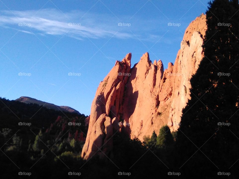 Light, shadow, and red rocks at Garden of Gods.