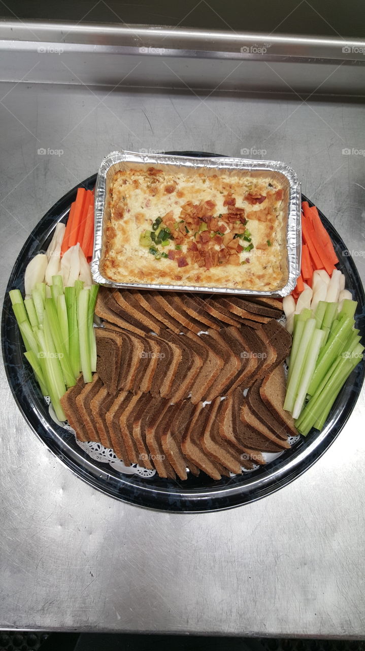 Bacon dip and veggie platter