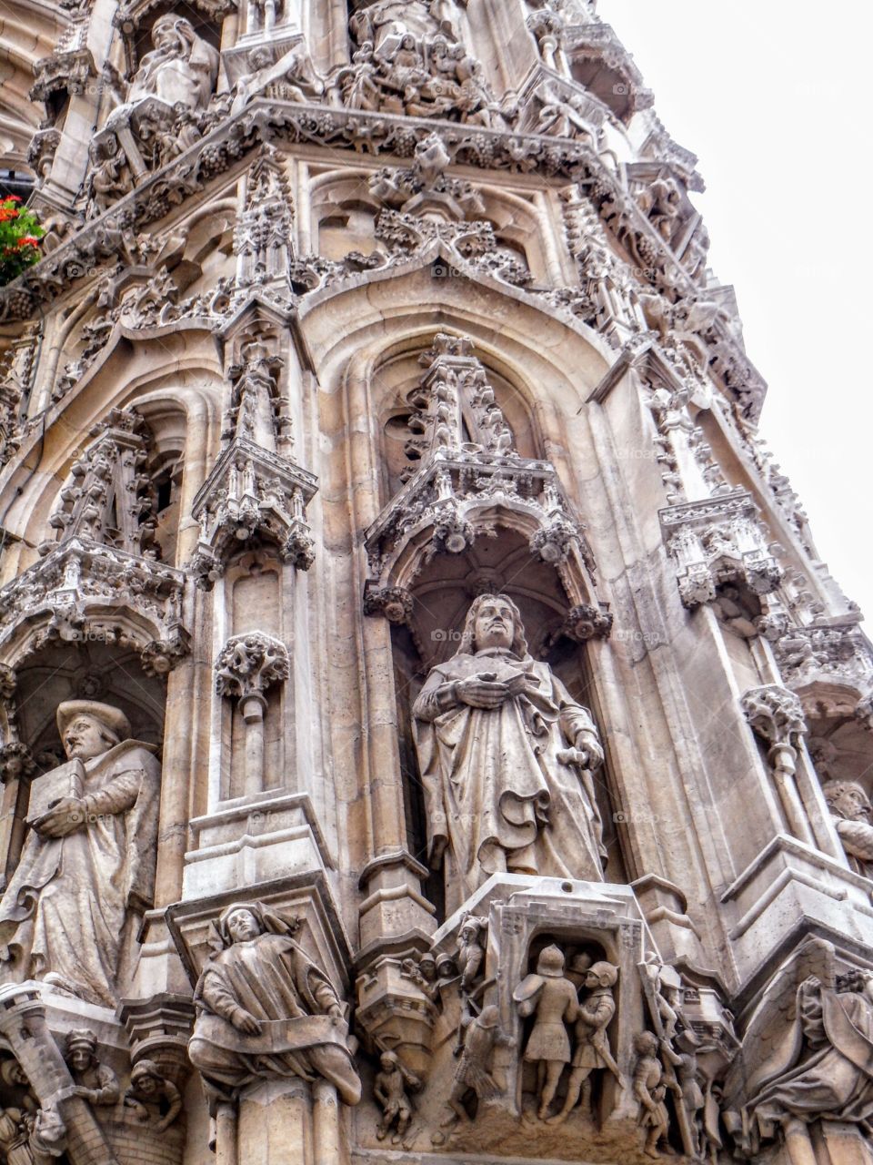 Detail of magnificent, historical Town Hall - Leuven, BELGIUM