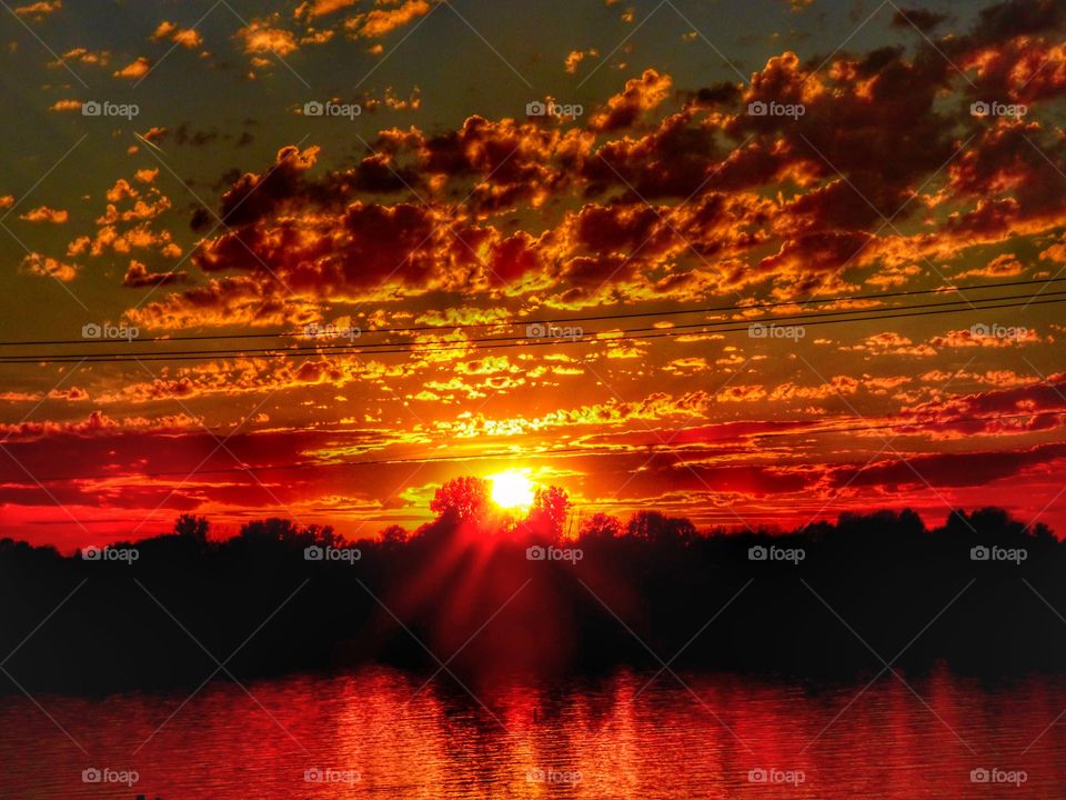 Beautiful Indiana sunset view on the lake 