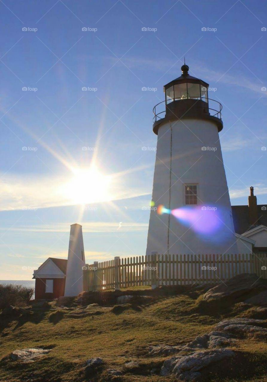 Beautiful sun rays on the lighthouse.
