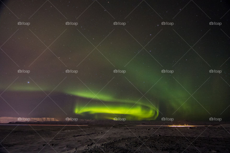 Scenic view of northern lights