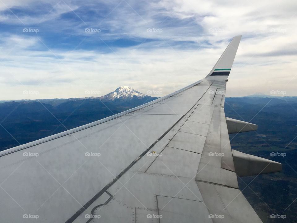Mount Rainier from the plane. Flying into Seattle.