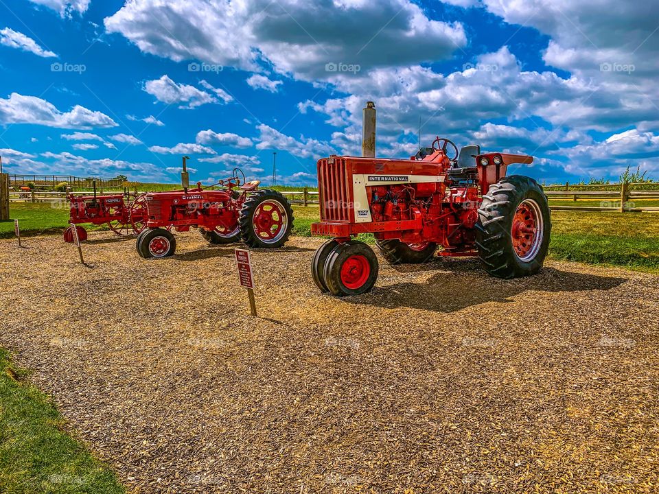 Tractor family on the farm 