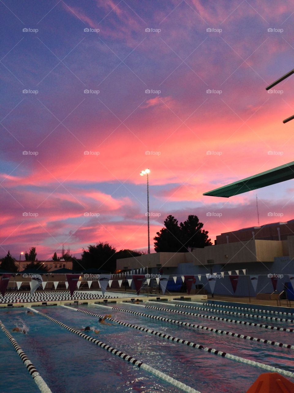 Sunset at the NMSU swimming pool.
