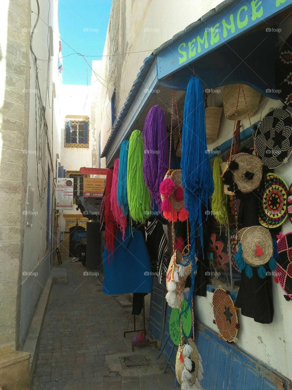 Beautiful street at essaouira city in Morocco.