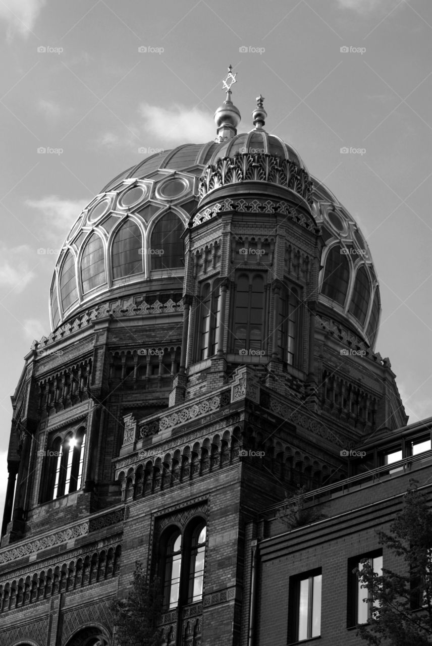 Berlin Jewish Synagogue . This synagogue survived World War II, although was almost nearly destroyed. 