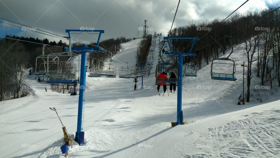 Ski lifts and slopes at Winterplace  Ski Resort in West Virginia