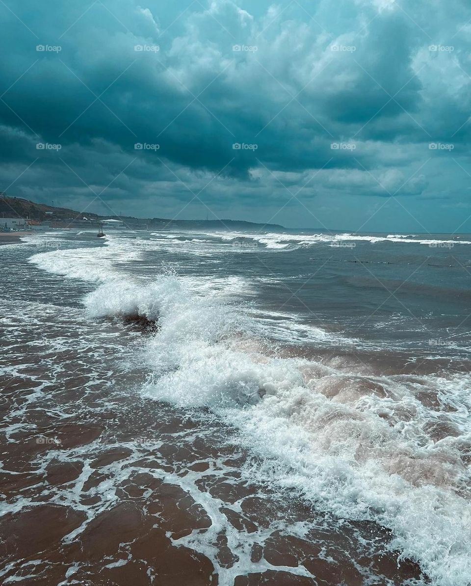 Sea view with waves and clouds the magic of nature