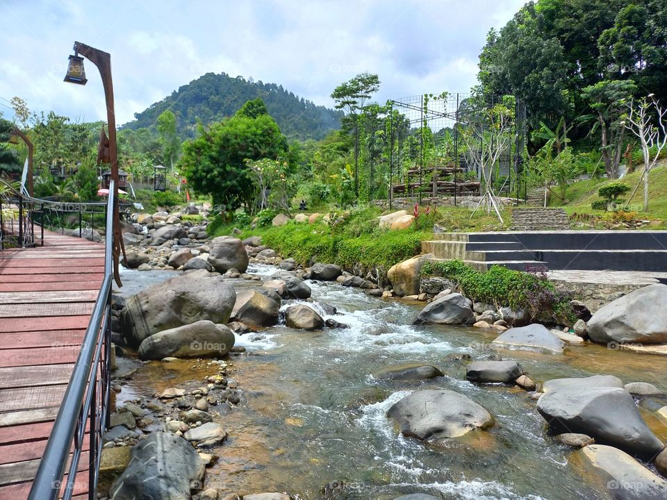 River Flow in Pendopo Ciherang of Karang Tengah Village of Babakan Madang District of Bogor Regency, Indonesia