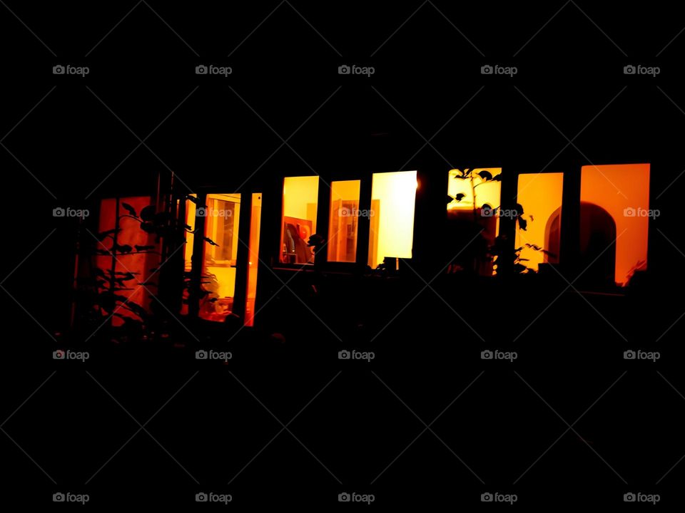 This picture represents some wonderfully lit windows.