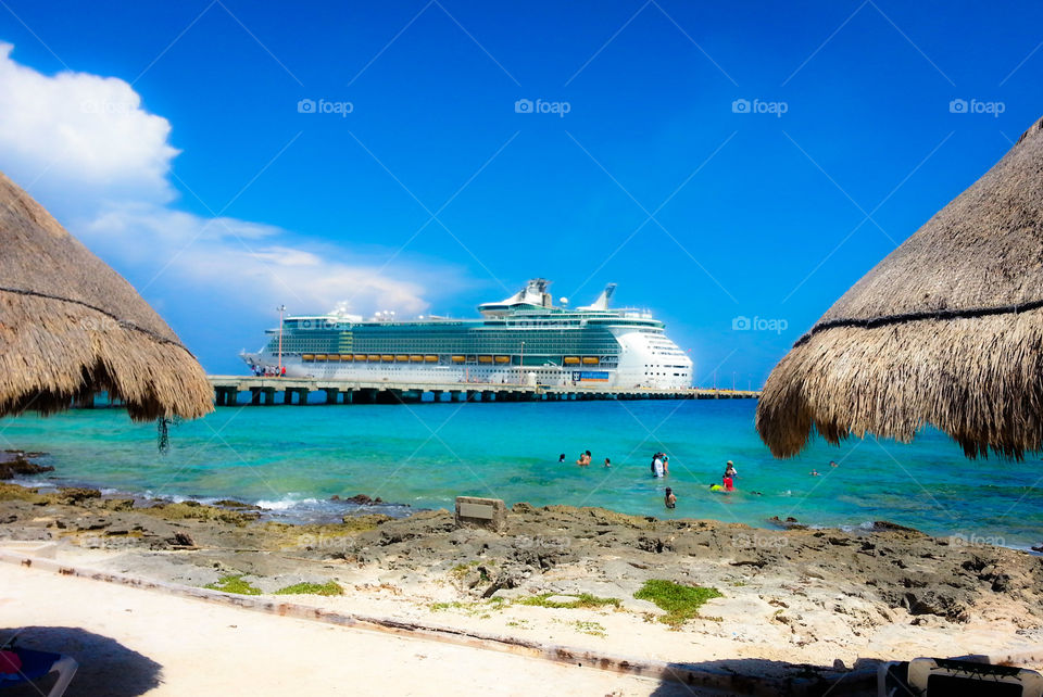 Freedom of the Seas docked in Costa Maya