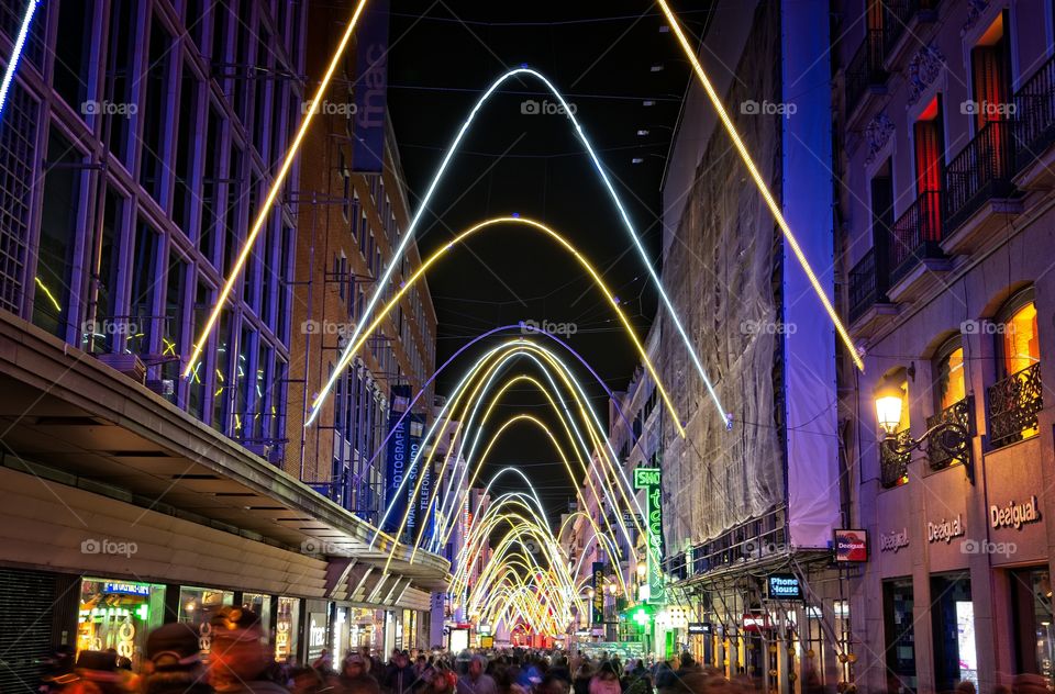 Lights in a comercial street of Madrid 