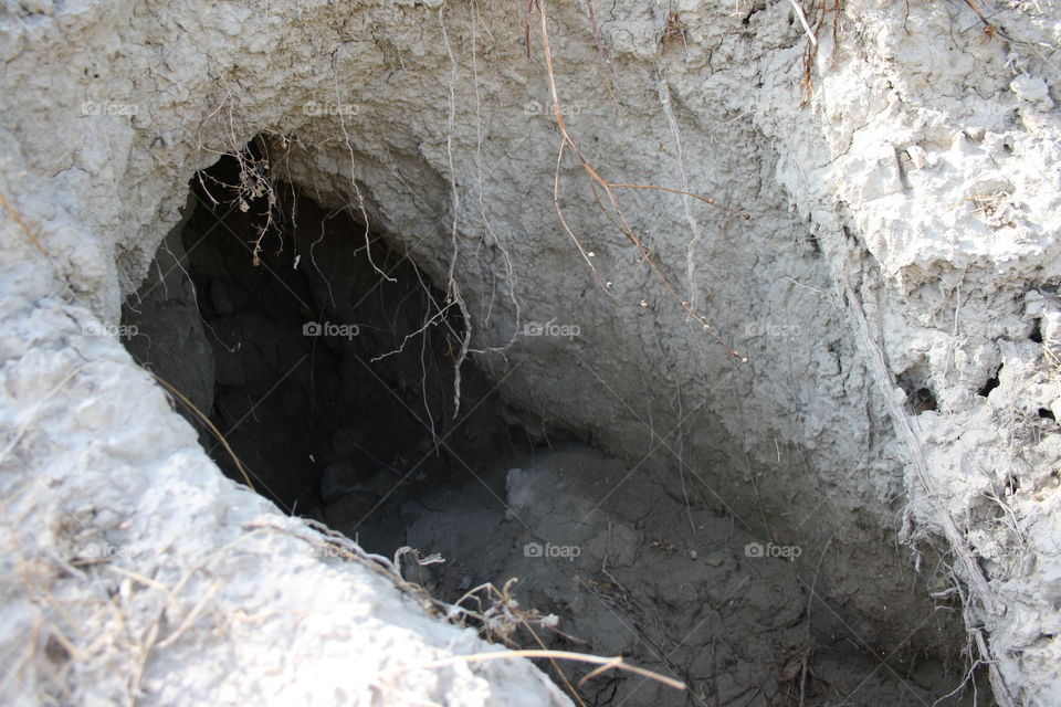 Walking through the field I have found this small cave.