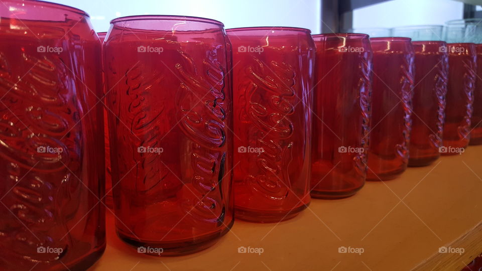 Red coke glasses