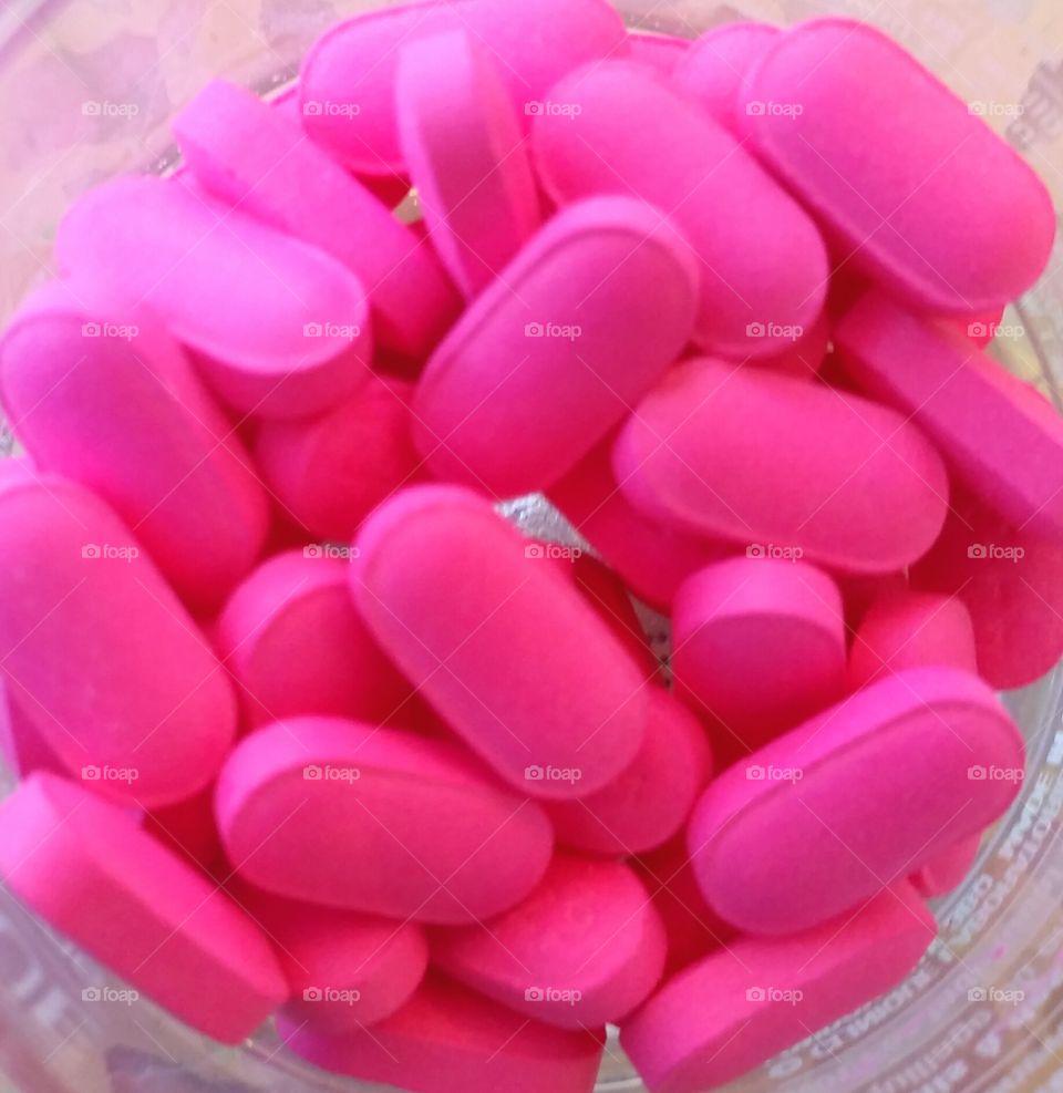 closeup pink pills